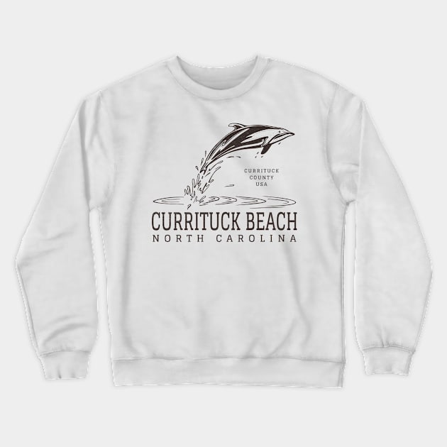 Currituck Beach, NC Summertime Vacationing Dolphin Crewneck Sweatshirt by Contentarama